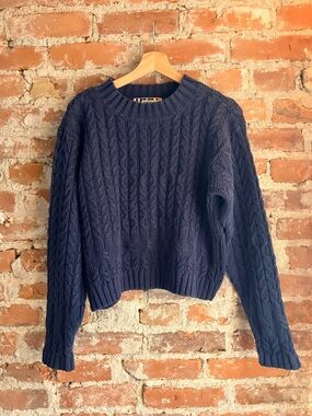 Vintage Forenza Navy Cableknit Mockneck Sweater